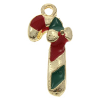 Zinc Alloy Christmas Pendants, Christmas Candy Cane, gold color plated, Christmas jewelry & enamel, lead & cadmium free Approx 1mm 