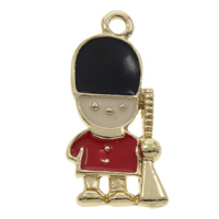 Character Shaped Zinc Alloy Pendants, soldier, gold color plated, enamel, multi-colored, lead & cadmium free Approx 1mm 