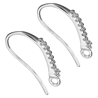 Sterling Silver Hook Earwire, 925 Sterling Silver, with loop & micro pave cubic zirconia 0.8mm Approx 2mm 