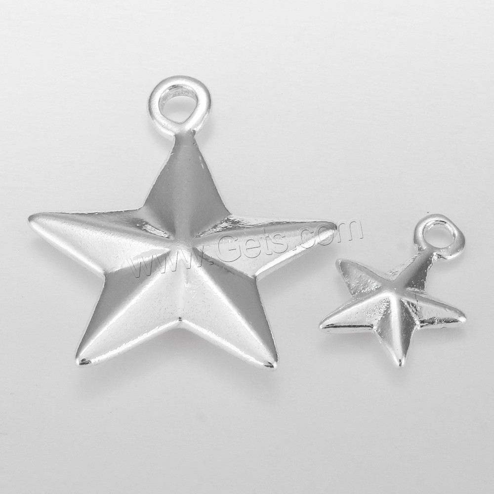 Латунь подвеска, Звезда, Толстые 925 стерлингового серебра покрытием, разный размер для выбора, продается PC