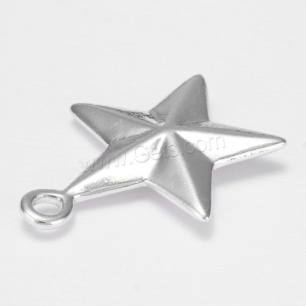 Brass Pendant, Star, thick 925 sterling silver plated, different size for choice, Sold By PC