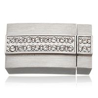 Rectangle Stainless Steel Magnetic Clasp, with rhinestone, original color Approx 