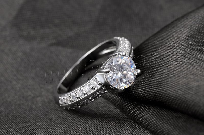 El anillo de dedo Newegg®, metal, chapado en platina real, diverso tamaño para la opción & micro arcilla de zirconia cúbica, 7x7mm, Vendido por UD