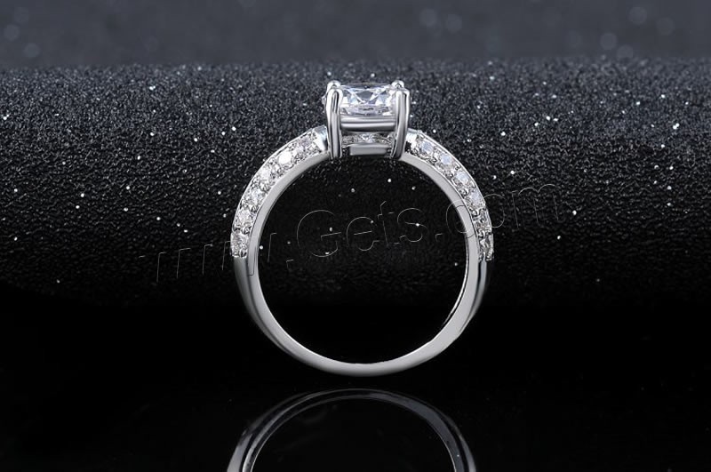 El anillo de dedo Newegg®, metal, chapado en platina real, diverso tamaño para la opción & micro arcilla de zirconia cúbica, 7x7mm, Vendido por UD
