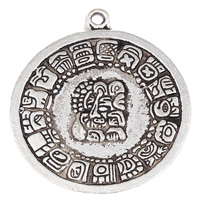 Zinc Alloy Flat Round Pendants, plated, carved Approx 1.5mm, Approx 