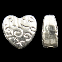 Zinklegierung Herz Perlen, plattiert, keine, frei von Blei & Kadmium, 6x6x3mm, Bohrung:ca. 1mm, ca. 2500PCs/kg, verkauft von kg