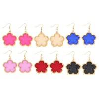 Resin Zinc Alloy Earring, with Resin, iron earring hook, Flower, gold color plated lead & cadmium free 