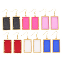 Resin Zinc Alloy Earring, with Resin, iron earring hook, Rectangle, gold color plated lead & cadmium free 