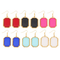 Resin Zinc Alloy Earring, with Resin, iron earring hook, Octagon, gold color plated lead & cadmium free 
