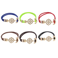 PU Leather Cord Bracelets, Zinc Alloy, with PU Leather, Anchor, gold color plated, nautical pattern & with rhinestone lead & cadmium free Approx 10 Inch 