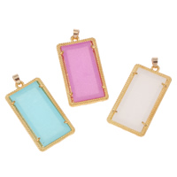 Resin Zinc Alloy Pendants, with Resin, Rectangle, gold color plated lead & cadmium free Approx 