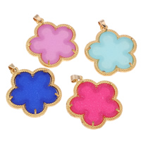 Zinc Alloy Flower Pendants, with Resin, gold color plated lead & cadmium free Approx 