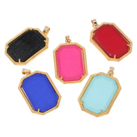 Resin Zinc Alloy Pendants, with Resin, Octagon, gold color plated lead & cadmium free Approx 