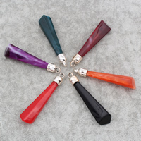 Imitation Gemstone Resin Pendants, with Copper Coated Plastic, Cone, gold color plated Approx 3mm 