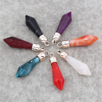 Imitation Gemstone Resin Pendants, with Copper Coated Plastic, pendulum, gold color plated Approx 3mm 