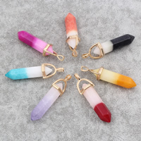 Imitation Gemstone Resin Pendants, with Copper Coated Plastic, pendulum, gold color plated Approx 