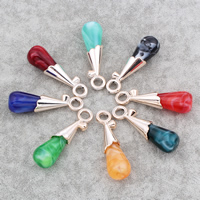 Imitation Gemstone Resin Pendants, with Copper Coated Plastic, Teardrop, gold color plated Approx 4.5mm 