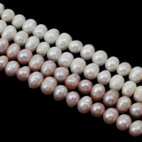 ライス養殖淡水真珠たま, 天然有核フレッシュウォーターパール, 米, 天然, 無色, 8-9mm, 穴:約 0.8mm, 長さ:約 15 インチ, 売り手 ストランド