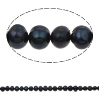 Perlas Patata Freshwater, Perlas cultivadas de agua dulce, Negro, 5-6mm, agujero:aproximado 0.8mm, longitud:aproximado 13.5 Inch, Vendido por Sarta
