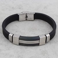 Silicone Stainless Steel Bracelets, with Silicone, plated, two tone Approx 7.5 Inch 