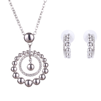 Rhinestone Zinc Alloy Jewelry Set, earring & necklace, with plastic earnut & iron chain, stainless steel post pin, with 5cm extender chain, platinum color plated, oval chain & with rhinestone, lead & cadmium free  Approx 16.5 Inch 