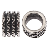 Stainless Steel Large Hole Beads, Column, blacken Approx 8mm 
