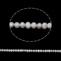 Perlas Patata Freshwater, Perlas cultivadas de agua dulce, natural, Blanco, 3-4mm, agujero:aproximado 0.5mm, longitud:aproximado 15 Inch, Vendido por Sarta