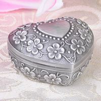 Multifunctional Jewelry Box, Zinc Alloy, with Velveteen, Heart, Antique Tin Color Plated, lead & cadmium free 