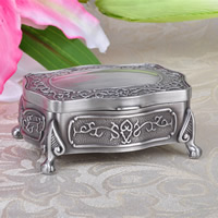 Multifunctional Jewelry Box, Zinc Alloy, with Velveteen, Antique Tin Color Plated, lead & cadmium free 
