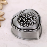 Multifunctional Jewelry Box, Zinc Alloy, with Velveteen, Heart, Antique Tin Color Plated, lead & cadmium free 