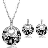 Rhinestone Zinc Alloy Jewelry Set, earring & necklace, with iron chain, with 5cm extender chain, platinum color plated, oval chain & enamel & with rhinestone, lead & cadmium free  Approx 17.5 Inch 