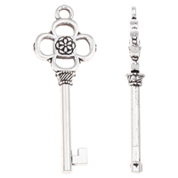 Zinc Alloy Key Pendants, antique silver color plated, lead & cadmium free Approx 3mm, Approx 