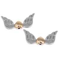 Alliage de zinc Ange Perles Wing, Coeur avec des ailes, Placage, deux tons, sans plomb et cadmium Environ 1mm Vendu par sac