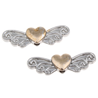 Alliage de zinc Ange Perles Wing, Coeur avec des ailes, Placage, deux tons, sans plomb et cadmium Environ 1mm Vendu par sac