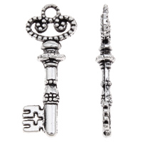 Zinc Alloy Key Pendants, antique silver color plated, lead & cadmium free Approx 2mm, Approx 