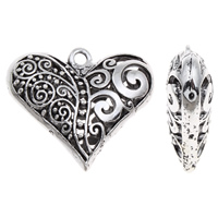 Zinc Alloy Heart Pendants, antique silver color plated, hollow, lead & cadmium free Approx 4mm 
