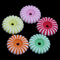 Chemische Wasch Acryl Perlen, Blume, chemische-Waschanlagen, gemischte Farben, 10x3mm, Bohrung:ca. 1mm, ca. 2500PCs/Tasche, verkauft von Tasche