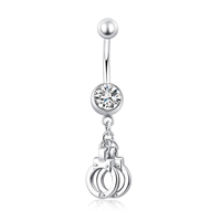 Gets® Jewelry Belly Ring, Brass, Handcuffs, platinum plated, with cubic zirconia & faceted, nickel, lead & cadmium free 