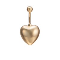 Anillo del vientre de la joyería Gets®, metal, Corazón, chapado en oro de 18 K, libre de níquel, plomo & cadmio, 16x32mm, Vendido por UD