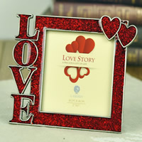 Zinc Alloy Photo Frame, with Velveteen, word love, silver color plated, epoxy gel & colorful powder, lead & cadmium free Inner Approx 