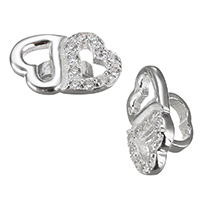 Cubic Zirconia Sterling Silver Connector, 925 Sterling Silver, Heart, plated, with cubic zirconia Approx 