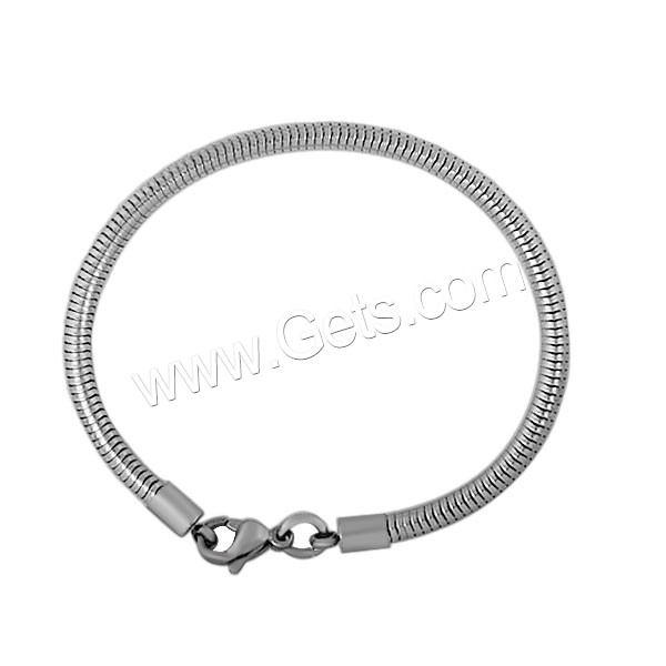 Stainless Steel Chain Bracelets, 316L Stainless Steel, different length for choice & snake chain, 3.2mm, Sold By Strand