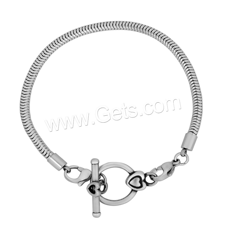 Stainless Steel Chain Bracelets, 316L Stainless Steel, different length for choice & snake chain & blacken, 3.2mm, Sold By Strand