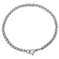 Stainless Steel Chain Bracelets, 304 Stainless Steel & wheat chain, 3mm 