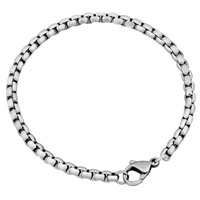 Stainless Steel Chain Bracelets, 304 Stainless Steel & box chain, 3.5mm 