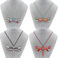 Planke Pullover Halskette, mit Eisenkette, Libelle, Kunstdruck, mit Bemaltung & Twist oval, keine, 102x70x2mm, Länge:ca. 24 ZollInch, verkauft von Strang