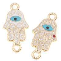 Evil Eye Jewelry Connector, Zinc Alloy, Evil Eye Hamsa, gold color plated, Islamic jewelry & enamel & 1/1 loop, lead & cadmium free Approx 2mm 