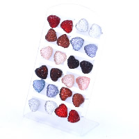 Resin Stud Earring, iron post pin, Heart, platinum color plated, mixed colors, 12mm 