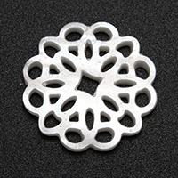 White Shell Cabochon, Flower, natural, flat back & hollow 