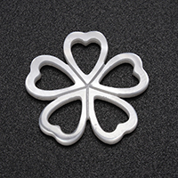 White Shell Cabochon, Flower, natural, flat back 